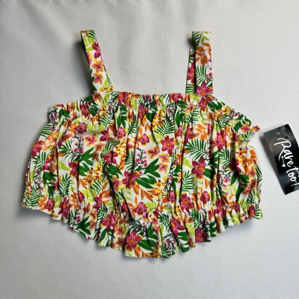 Rare Editions Floral Printed Knit Top and Solid Shorts Set Girls Size 6X